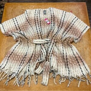 Vince Camuto NWT Twill Striped Tie Waist Ruana One Size
